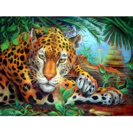 Peinture diamant d'animaux, point de croix, mosaïque de guépard, image faite à la main, décoration en strass 20X30CM blue