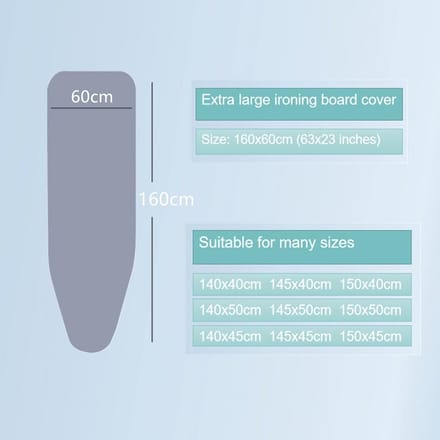 Extra Groot Strijkplankovertrek XXL (160x60cm) met Mooi Antislip Patroon