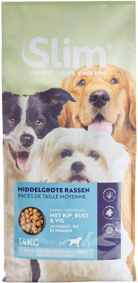 Slim Hondenvoer volwassen medium Zak 14 kilogram