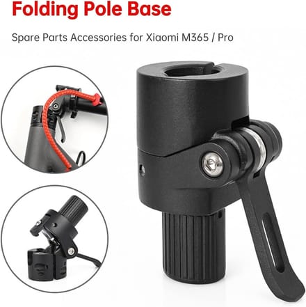 Folding Post Base - Lock Screw Hook Metal Connector - Compatible with Xiaomi M365 Electric Scooter (Black)