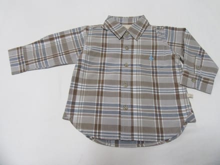 noukie's , jongens , overhemd , geruit , beige / bruin /blauw , 4 jaar 48