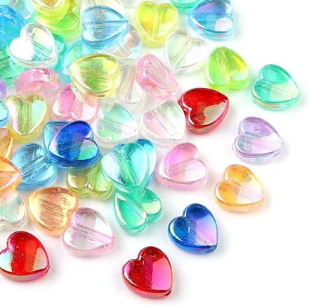 Kralen, 800 stuks, AB-kleur, plastic kralen om sieraden te maken (hart-kleur)