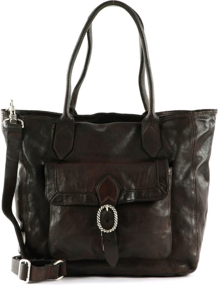 CAMPOMAGGI Leren Shopper Schoudertas Shopping Bag Moro Donkerbruin