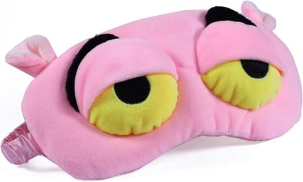 Slaapmasker - Pluizig Kikker Design - Grappig Oogmasker voor Slaap & Reizen - Roze