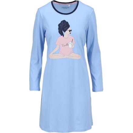 Katoenen dames nachthemd lichtblauw Ringella - Blauw - Maat - 36
