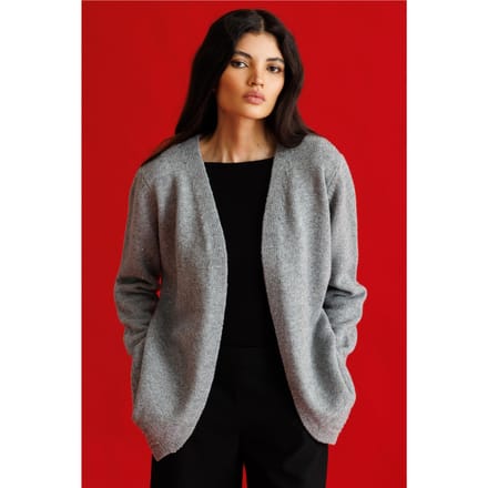 Oversized Geribbelde Brei Cardigan