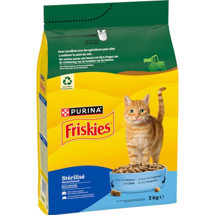 PURINA Friskies Sterilized Kat met zalm, tonijn en groenten - Voordeelpakket: 3 x 3 kg