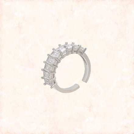 Jobo By JET - Dames ring - Zilverkleurig - Verstelbaar - Diamantjes - Steentjes