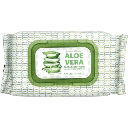 Nature Republic, soothing and moisturizing aloe vera, cleansing tissues, 80 sheets beige