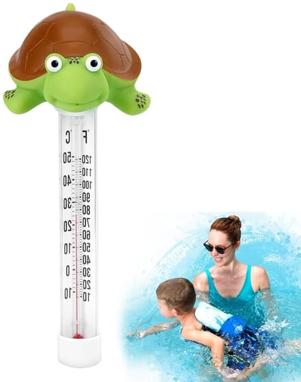 Drijvende Zwembadthermometer - Water temperatuurmeter - Water temperatuur meten - Groot display - 27 x 12 cm - Schildpad
