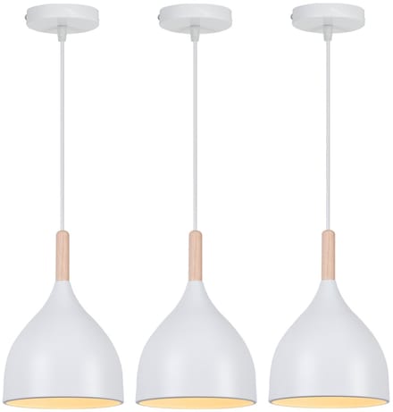 Set van 3 Hanglamp Modern E27 Kroonluchter Industrieel Slaapkamer Plafondlamp Wit