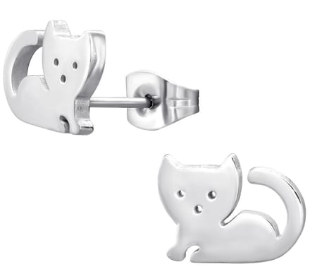 CS Joy - Kat poes oorbellen - Chirurgisch staal - 11 x 8 mm