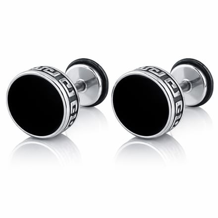 Mendes heren oorbellen Titanium Griekse Sleutel