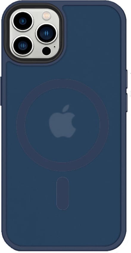 iDenn hoesje voor iPhone 14 Pro Max Mat Transparant Donker Blauw geschikt voor MagSafe