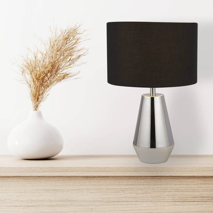 Searchlight Tafellamp Laynie, grijs/zwart, metaal/textiel, 24 cm, E14