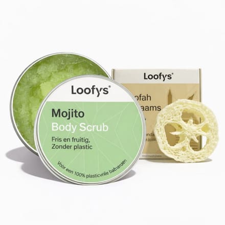 Verwen & Relax Cadeauset - Bodyscrub 150ml + Loofah Scrubspons - Mojito