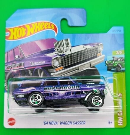 HOT WHEELS '64 NOVA WAGON GASSER PURPLE 145/250 1:64 HW GASSERS 2/5