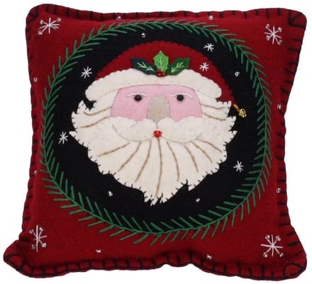 Kussen rood Kerstman, vilt incl. vulling 19x8,5x19cm