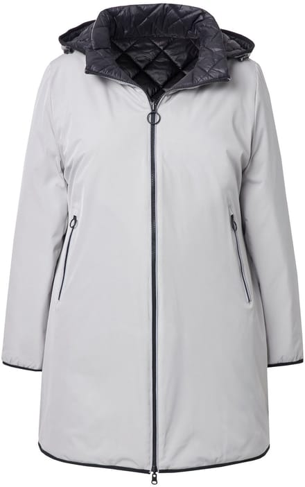 Ulla Popken - Dames - HYPRAR omkeerbare doorgestikte jas reflector tweewegrits - Medium grijs - Maat 58+