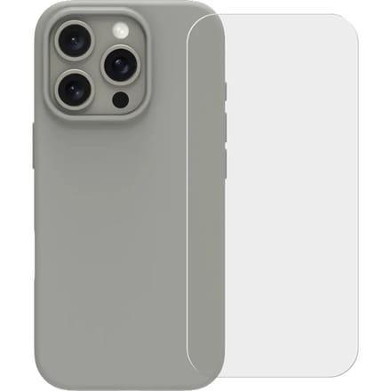 BlueBuilt Back Cover iPhone 16 Pro Grijs + Screenprotector Glas