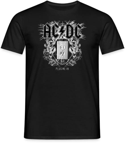 AC/DC Logo Met Socket Plug Me In Videoalbum T-Shirt Heren