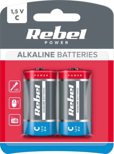 Rebel Serie - Alkaline Batterij - 1,5V - 2 Stuks - Verlengde Levensduur