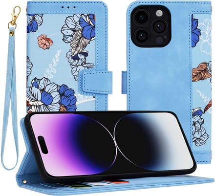 Hoesje geschikt voor Apple iPhone 14 Pro Max - Techsuit FlipCraft Book Wallet Case met koord - Vibrant Blue