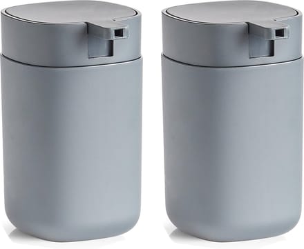 Zeller Zeeppompje/dispenser - 2x - kunststof - grijs - 12 cm - modern