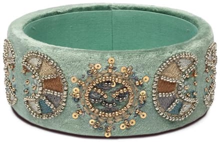 Sieradenbakje fluweel mint met maanfasen – 11,5 cm x 4,5 cm