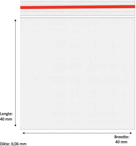 200x Gripzakjes 40x40 mm 60 micron rood - Ziplock Bag Red - Uitdeelzakjes