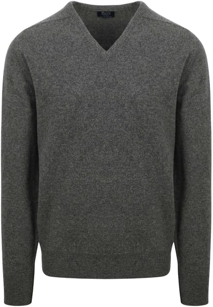 William Lockie Pullover Lamswol V Cliff Grijs - Maat S - Heren - Pullovers
