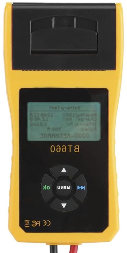 Accutester - Batterij Analyse - Auto Onderhoud - Ingebouwde Printer - 12V - Zwart