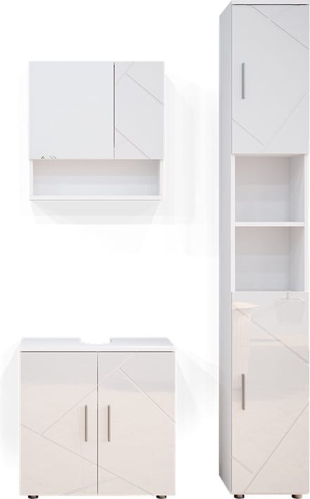 Vicco Badkamermeubel set Irma, Wit Hoogglans, 3-delig