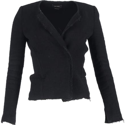 Isabel Marant Laurie Herringbone Blazer in Zwart Katoen Tweed