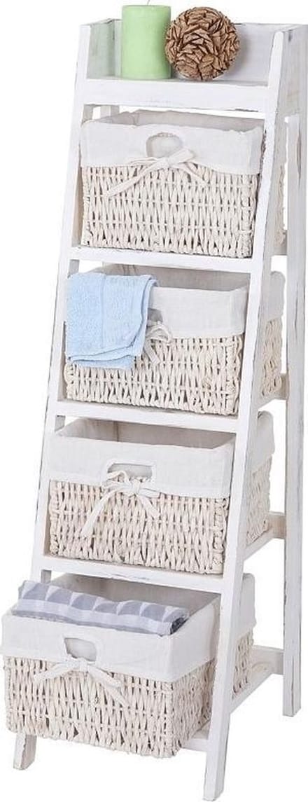 Schuine kast Shabby Chic wit