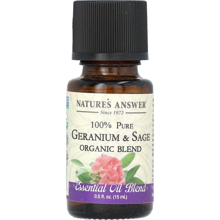 Nature'S Answer, 100% Pure Organic Essential Oil Blend, Geranium & Sage, 15 Ml (0.5 Fl Oz)