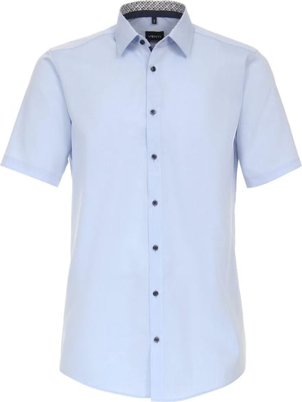 Blauw Overhemd Korte Mouw Strijkvrij Modern Fit Venti - M