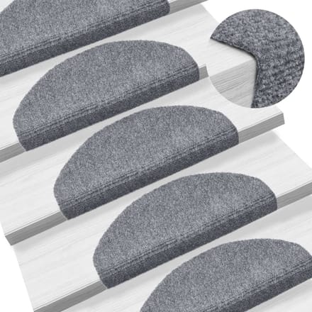 vidaXL - Trapmatten - Zelfklevend - 5 - stuks - 65x21x4 - cm - Lichtgrijs - Halfrond - Groot