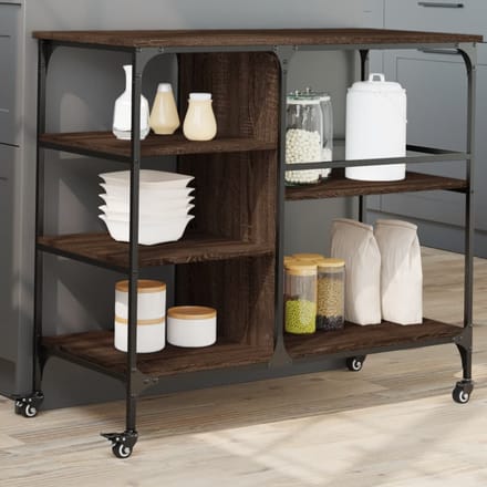 vidaXL - Keukentrolley - 100x45x89,5 - cm - bewerkt - hout - bruin - eikenkleurig