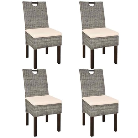 vidaXL - Eetkamerstoel - 4 - st - kubu - rattan - mangohout