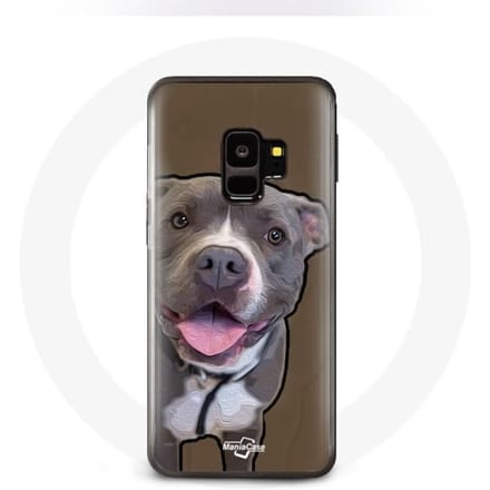 Case voor Samsung Galaxy S9 Pitbull Dog Wit Grijs wit