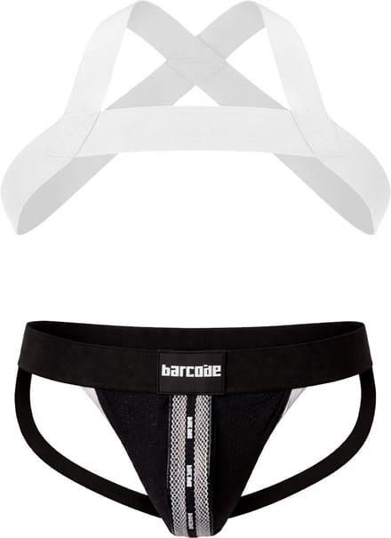 Barcode Berlin Multipack 1x Mesh Jock Tel Black-White + 1x Matt Harness White - MAAT S - Heren Ondergoed - Jockstrap voor Man - Mannen Jock