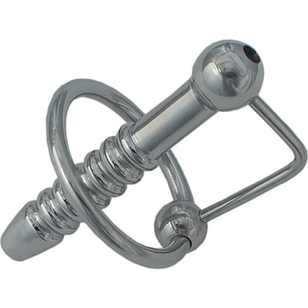 Holle geribbelde metalen penisplug 12 mm met eikelring