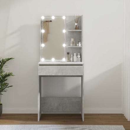 vidaXL - Kaptafel - met - LED-verlichting - 60x40x140 - cm - betongrijs