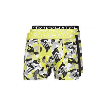 Crosshatch Heren Crystaline Boxershorts (Set van 3) (Lime/Zwart/Grijs)