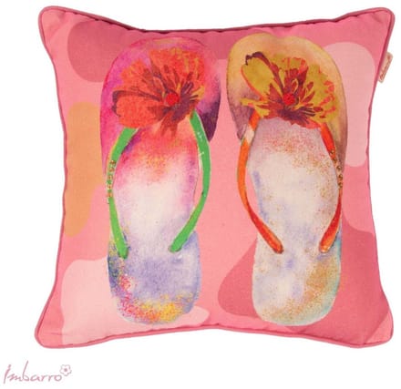 Imbarro - Kussen - Sierkussen - Flipflops - Slippers - Binnen kussen - Buitenkussen - P.E.T. - 45x45cm