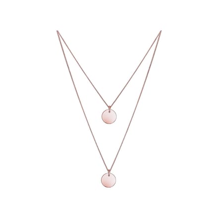 Elli Halsketting Layer Geo Cirkel 925 Zilver rosegoud verguld