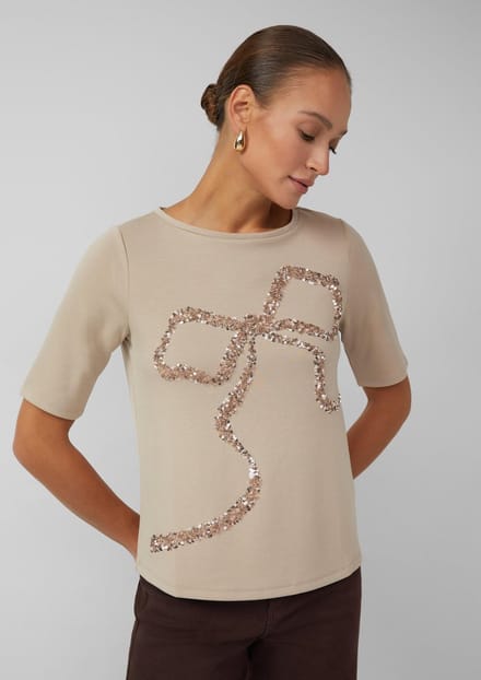 s.Oliver BLACK LABEL - Dames t-shirt - Maat M - Vrouwen - Bruin - Elastaan