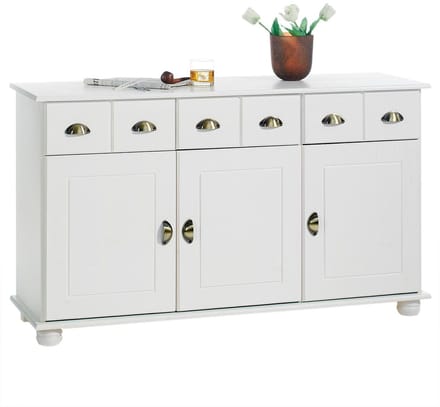 Sideboard COLMAR 135 cm van massief hout - Wit