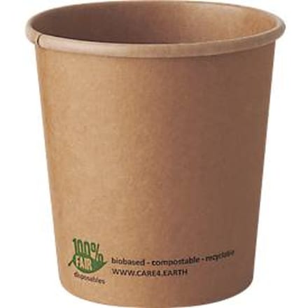 Papstar soepkom Pure, 470 ml, Ø 98 x 100 mm, composteerbaar, karton, bruin, 25 stuks